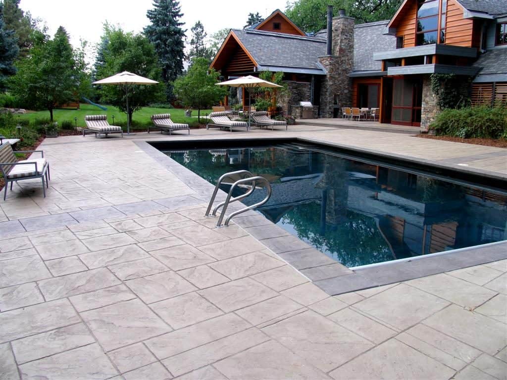 Residential stamped pool deck and coping