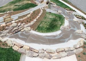 Stream Bed Water Feature top view, drone photo