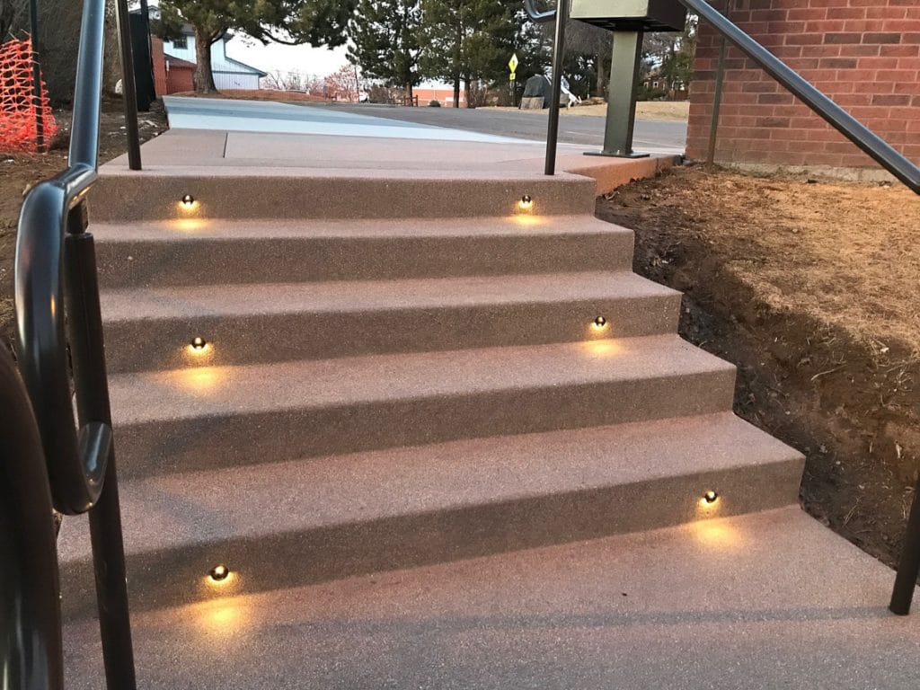lights in the concrete stairs