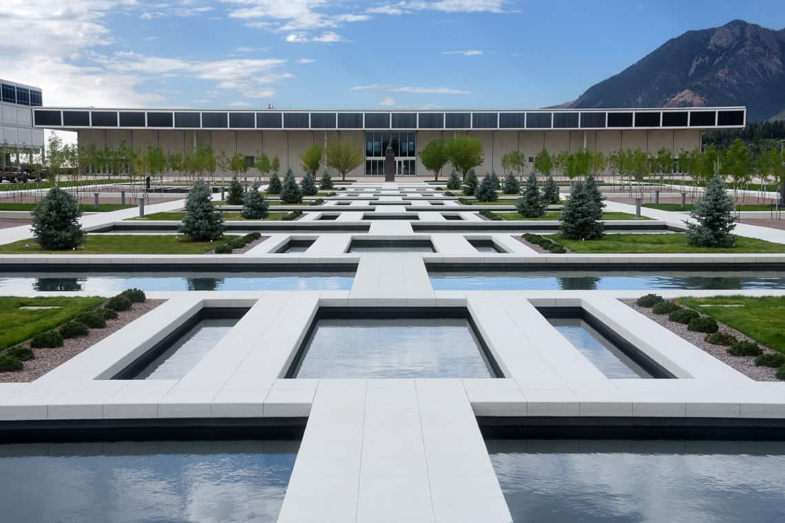 USAFA Air Gardens reflecting pools and bridges done by Colorado Hardscapes 2021.